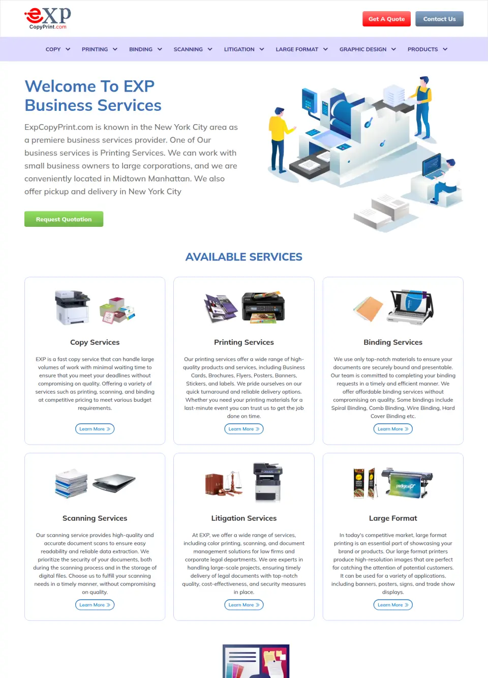 expCopyPrint website homepage