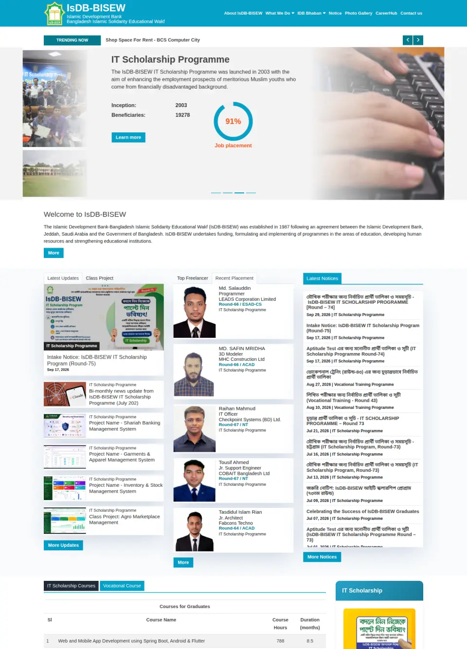 IsDB-BISEW website homepage