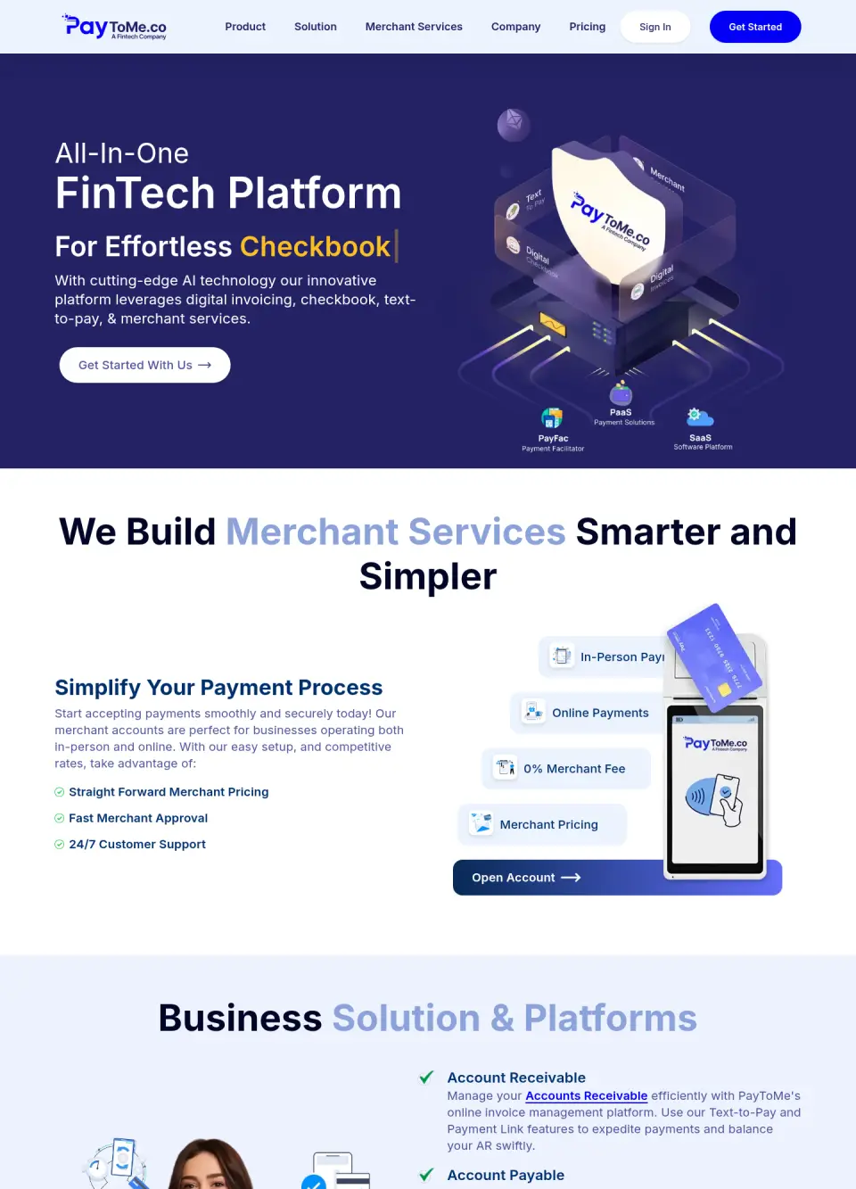 PayToMe website homepage