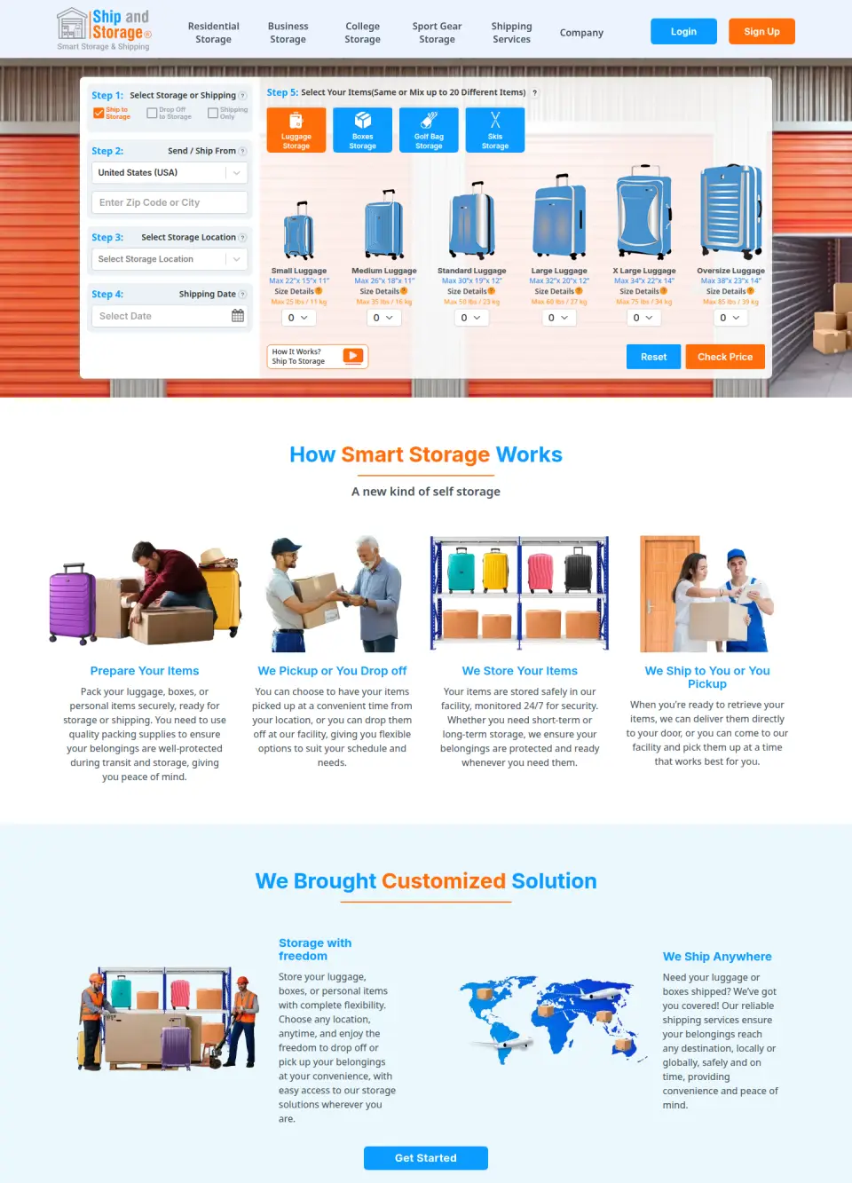 ShipAndStorage website homepage